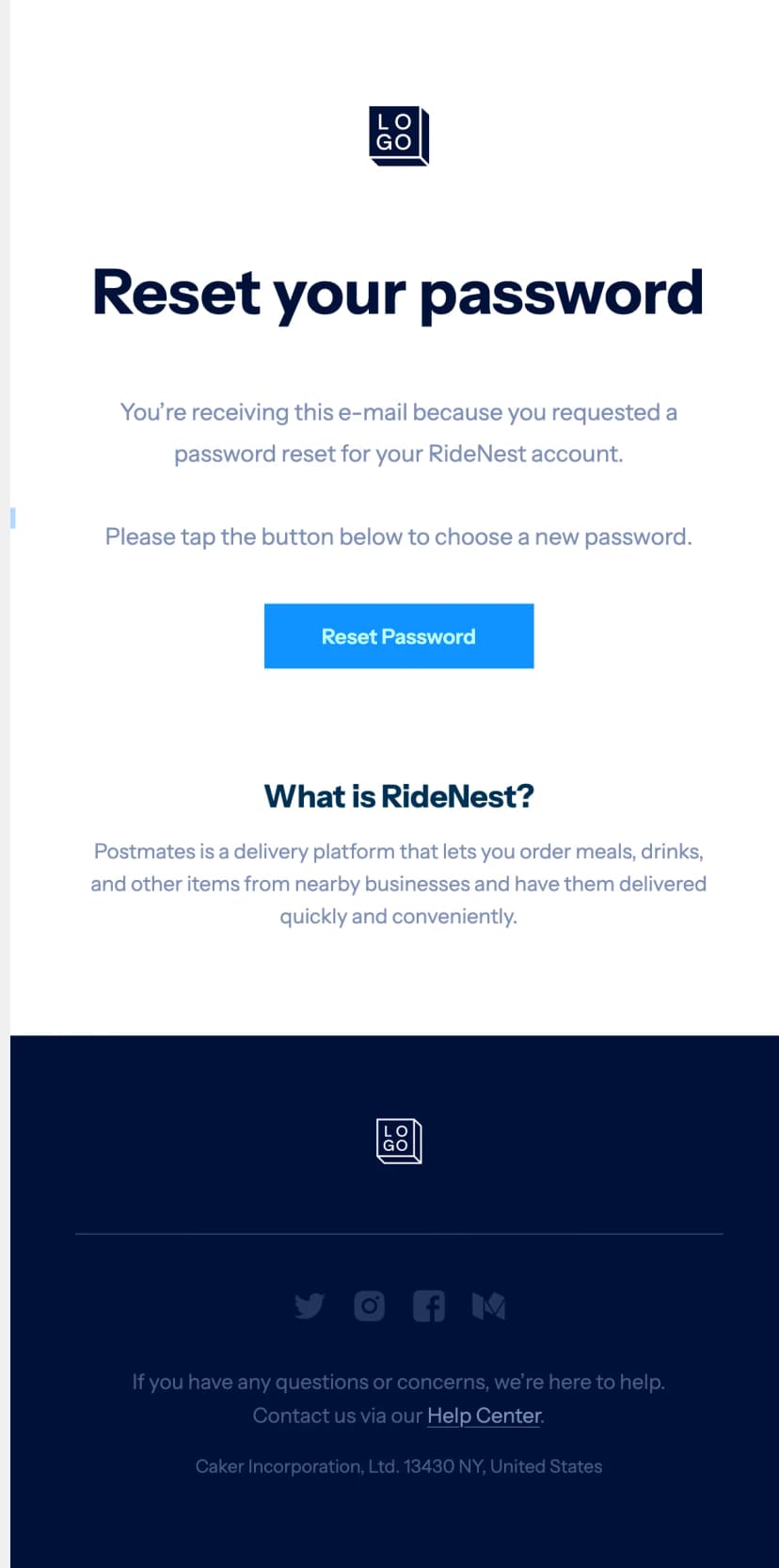 Free email template for password reset