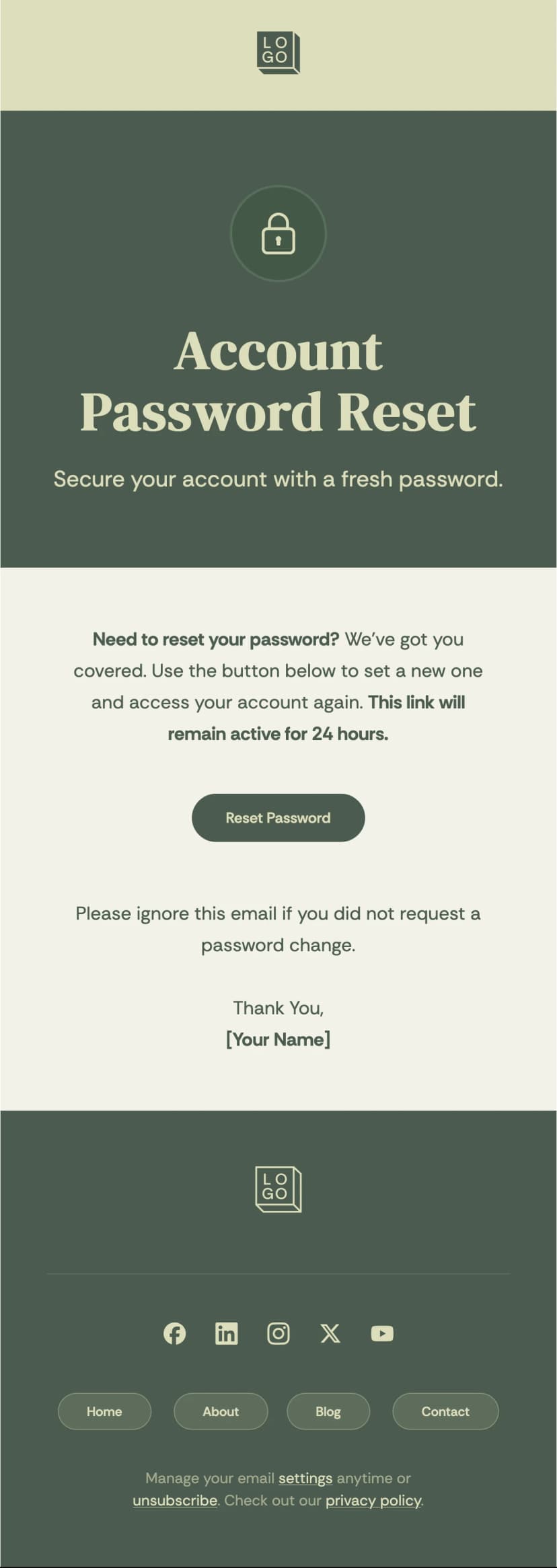 Password change email template