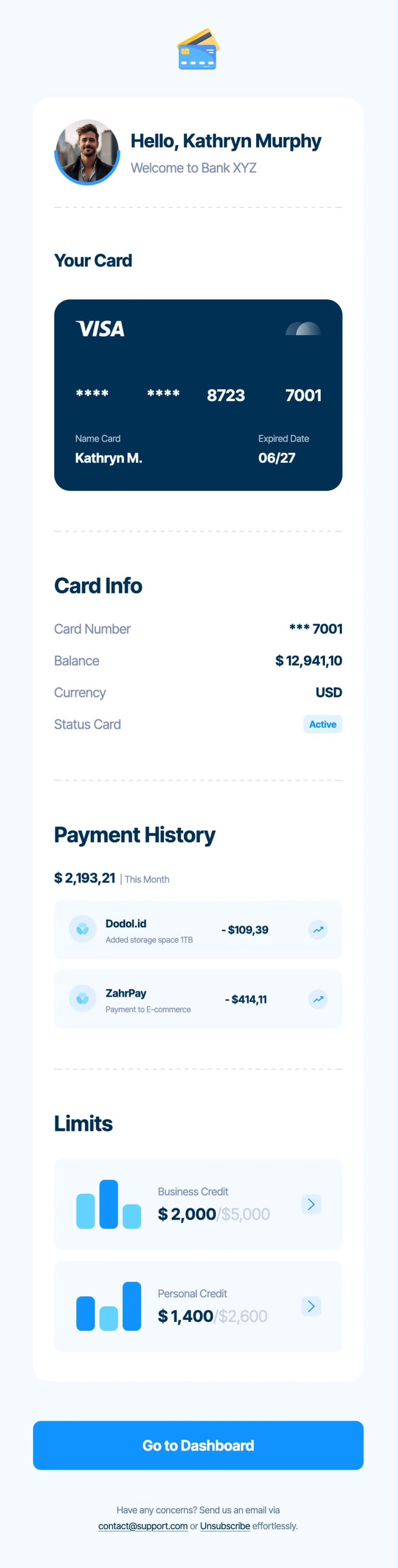Banking email template