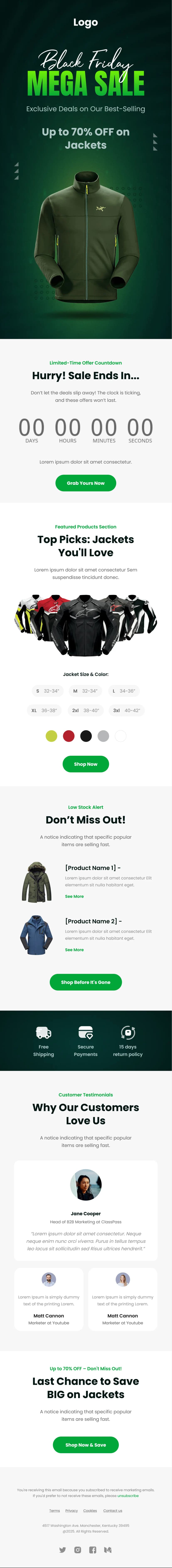 Jackets Sale Email Template