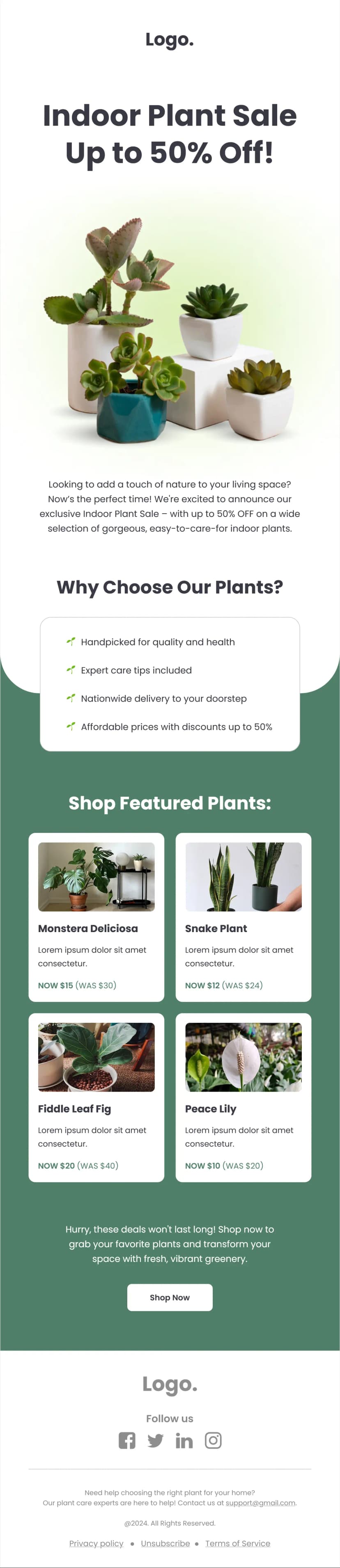 Indoor Plant Sale Newsletter Template