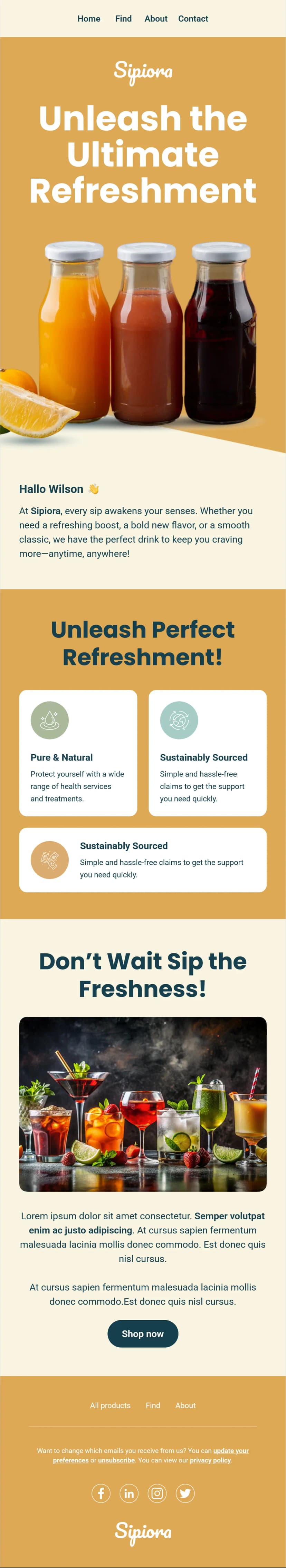 Refreshing Beverage Newsletter Template