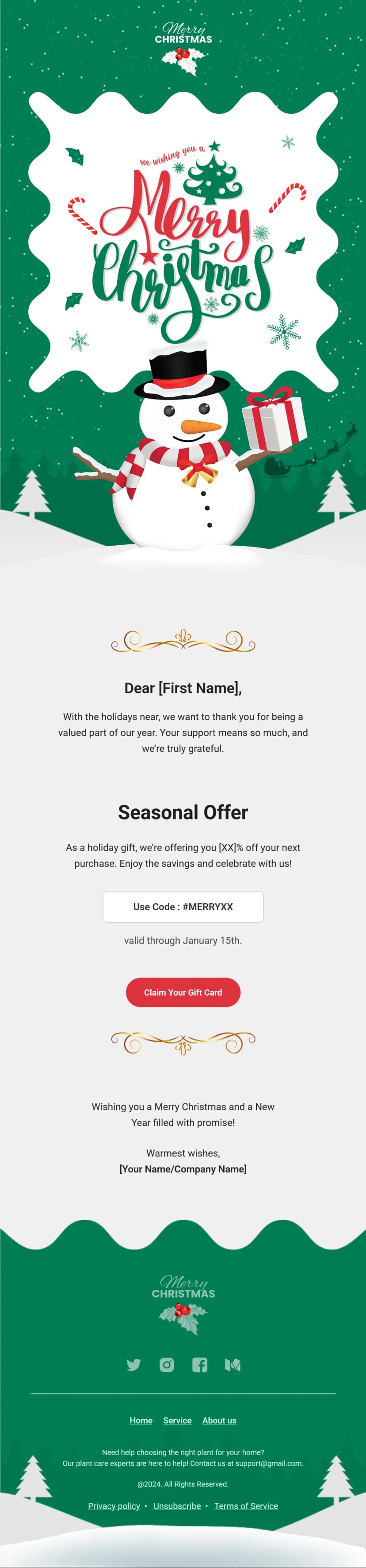 Christmas Holiday Gift Email Newsletter Template