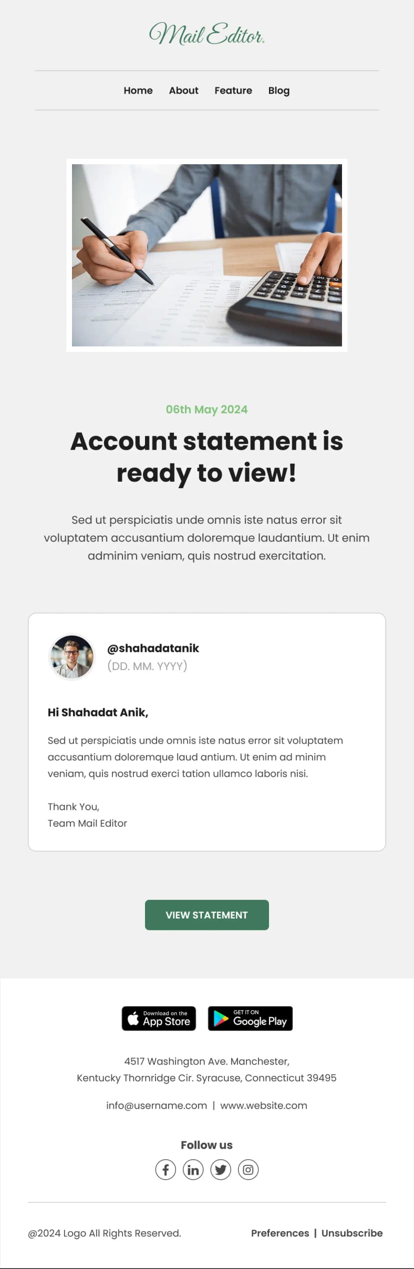 Statement Availability Alert Email Template