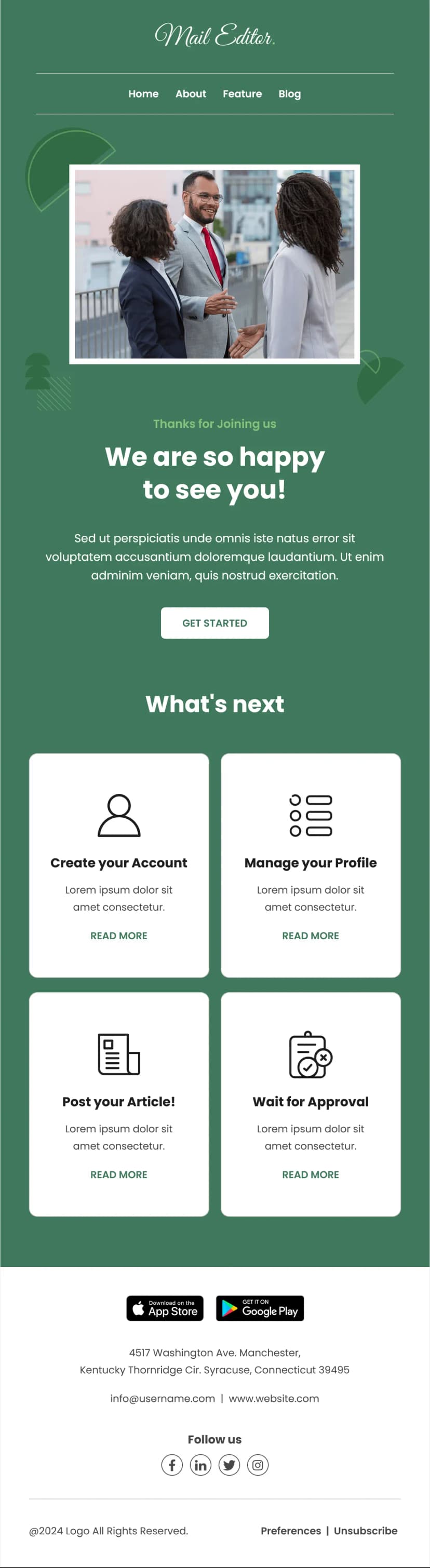 Welcome Email Newsletter Template