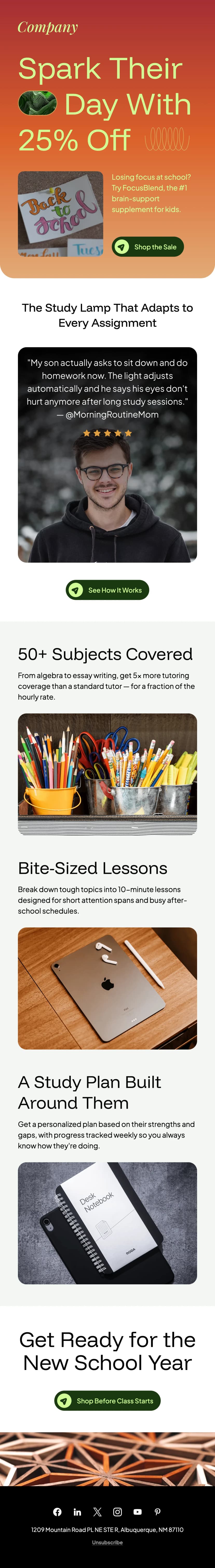 Back to School Email Newsletter Template for Education Industry