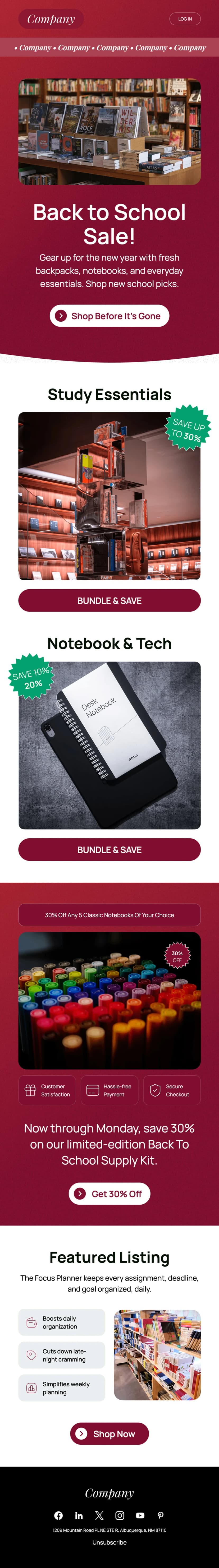 Back to School Email Design Template For Discount offer