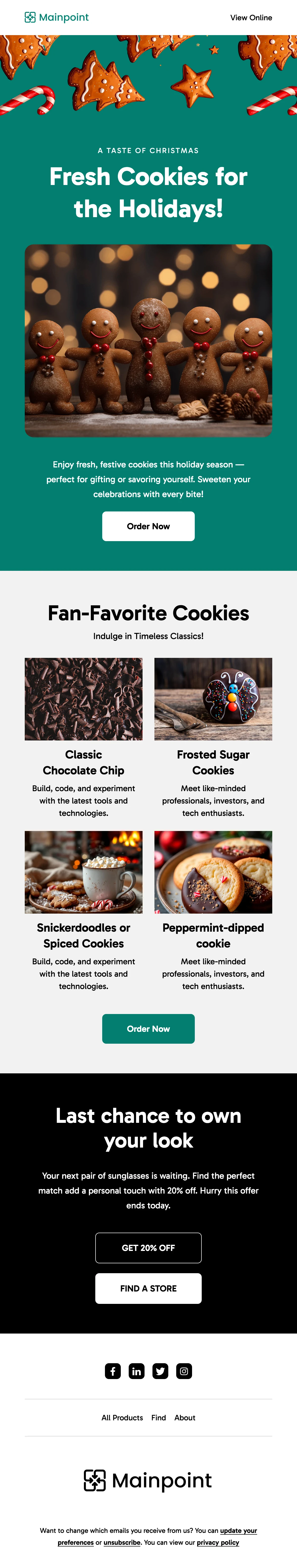 Christmas Sale Email Template for Bakeries & Ecommerce