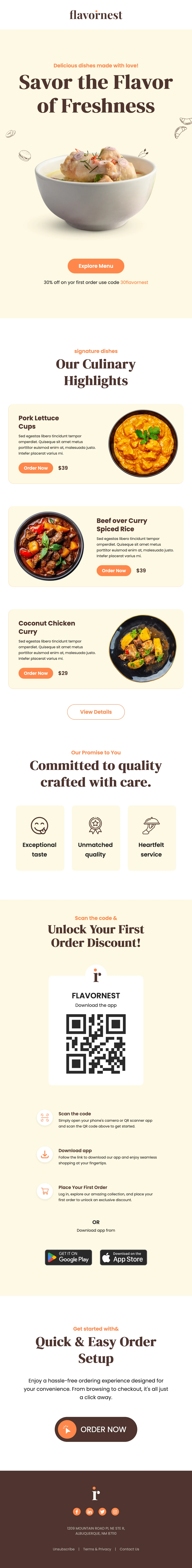 Free Restaurant Email Template