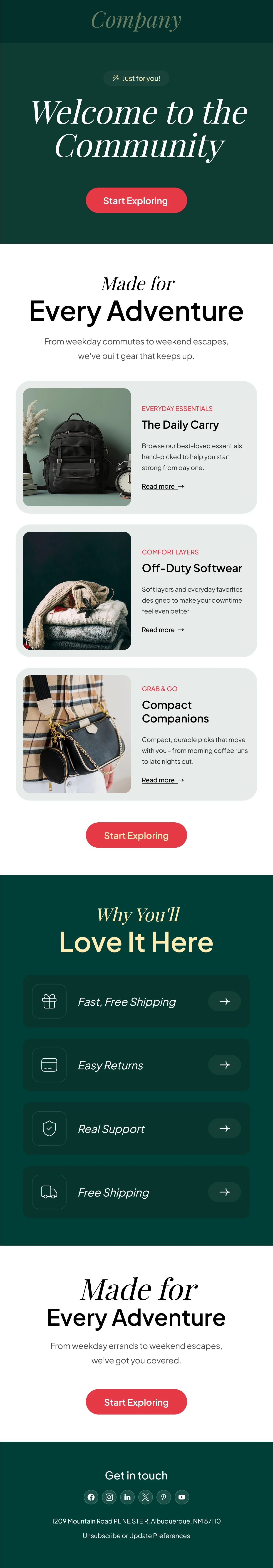 Welcome Email Template for Ecommerce