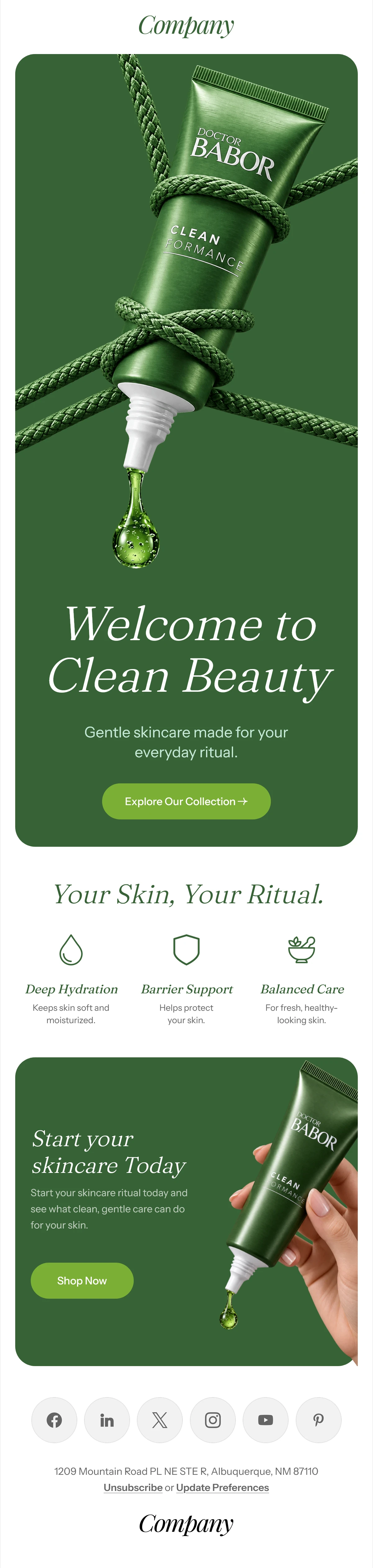Welcome Email Template for Skincare Brands