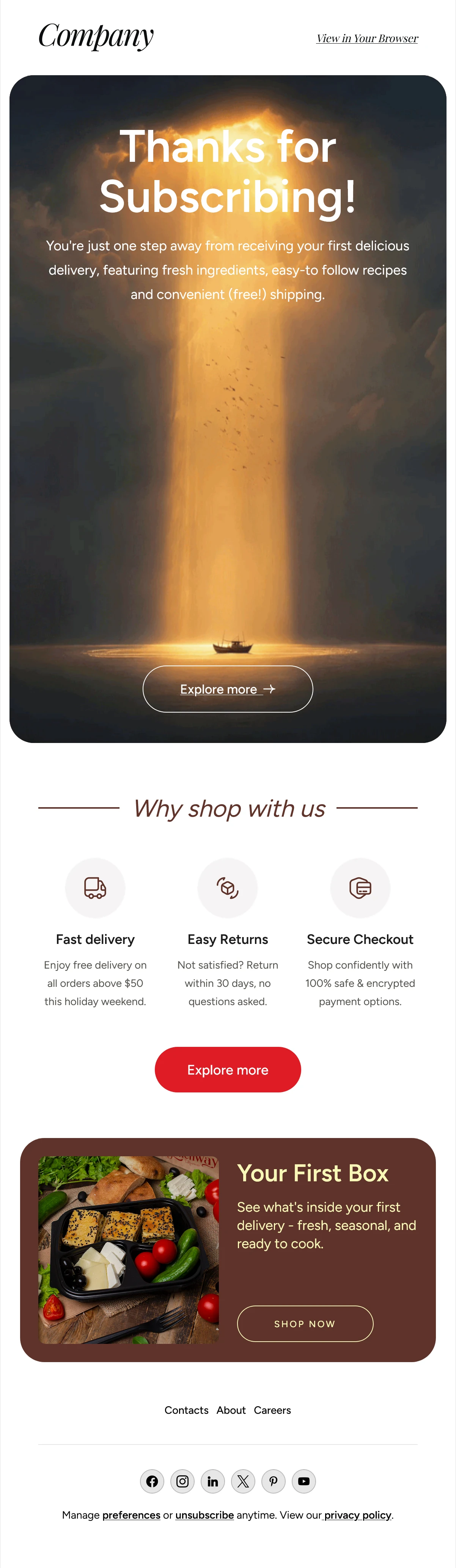 Welcome Email Template for Food Delivery