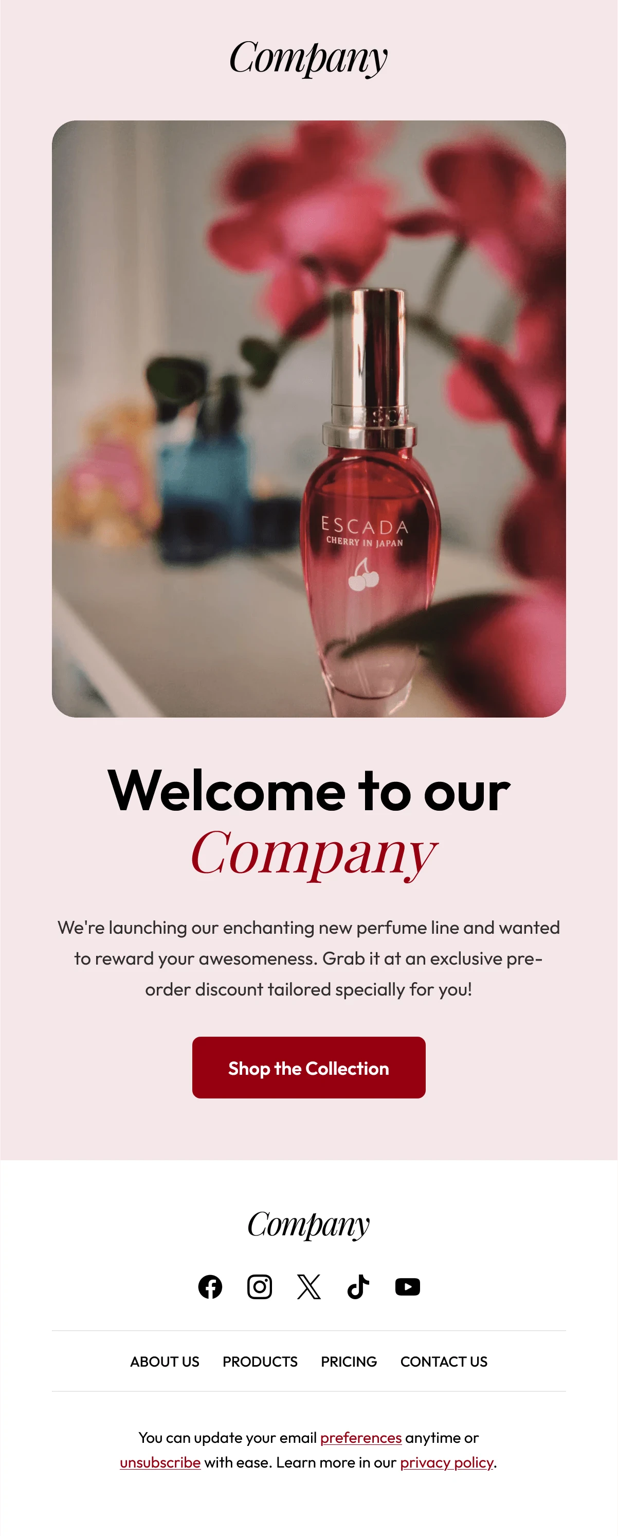 Simple Welcome Email Template for Beauty Brands