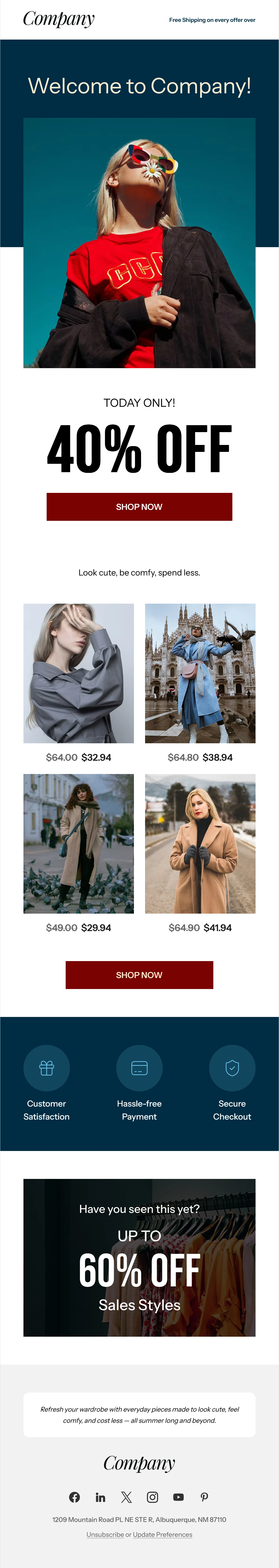 Welcome Email Template for Fashion Brands