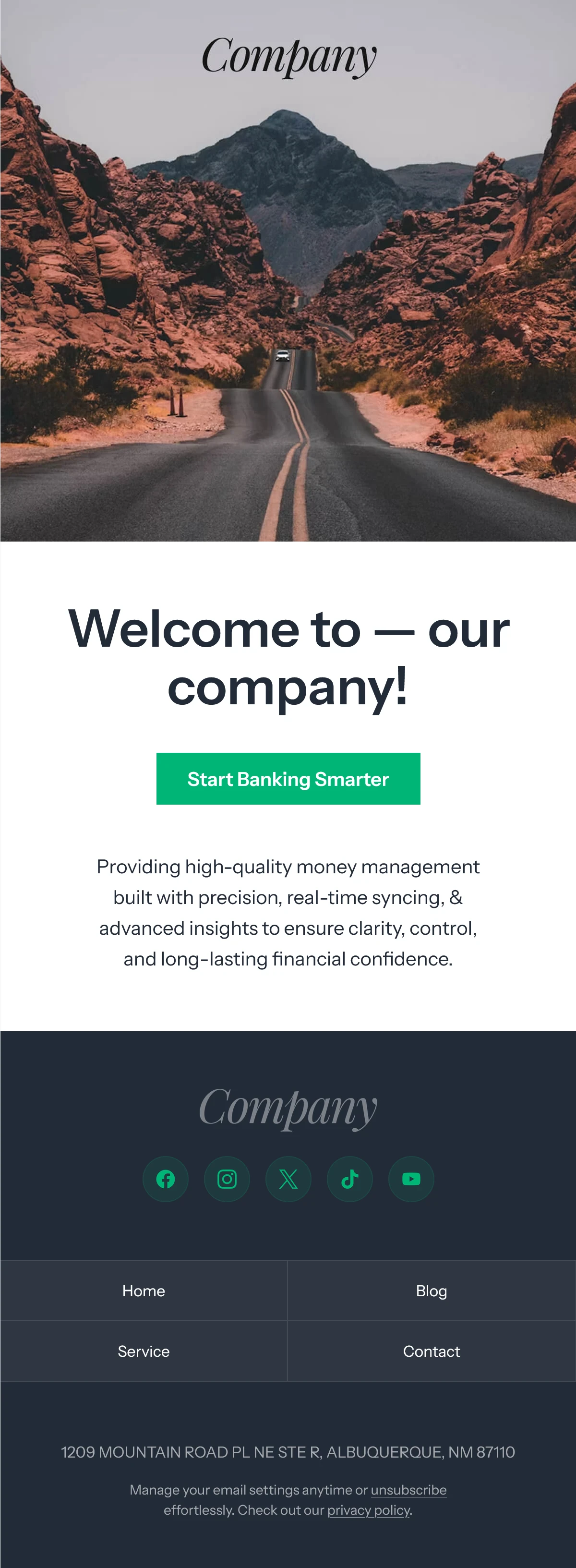 Welcome Email Template for Banking