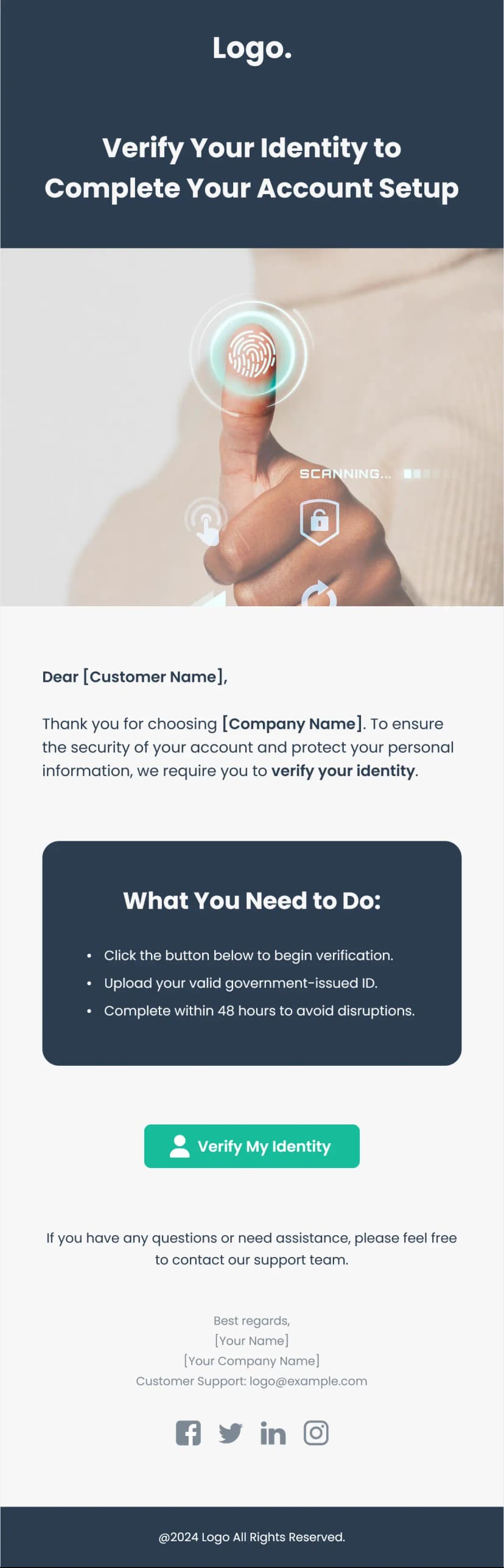 Identity Verification Account Setup Email Template